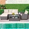 4 Pieces Patio Rattan Furniture Set With Cushion And Table Shelf